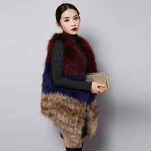 Load image into Gallery viewer, FS15295 Women&#39;s Real Fur Vest Winter Furry Double Color Handmade Knitted Natural Raccoon Fur Vest Female Fur Story