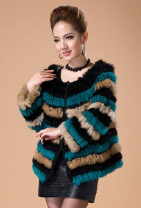 Knitted Rabbit Fur Coat Jacket Vest Sweater Long and Short Version 13003