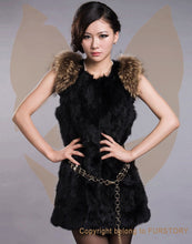 Load image into Gallery viewer, Natural Rabbit Fur Vest Raccoon Fur Shoulder Coat Jacket 7color Belt Women's Real Fur Vest