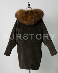 FS17147 Women spring winter Parka Fashion Coat with Real Rabbit Fur inside Warm Jacket with Real fur Hood Fur Story