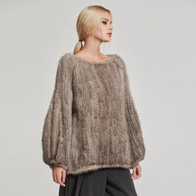 Load image into Gallery viewer, Knitted Mink Fur Coat Women Winter Real Fur Jacket Pullover Female