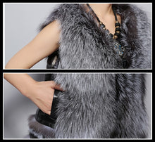 Load image into Gallery viewer, Women&#39;s Natural Fox Fur Vest with Genuine Sheep Leather Back Street Style