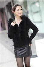 Load image into Gallery viewer, Women&#39;s Coats Fur Coats Real Knit Rabbit Fur Big Hood Thick Sweater Coats 010102