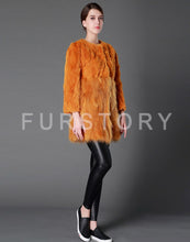 Load image into Gallery viewer, Women&#39;s Real Fur Coat Rabbit Fur Coats with Raccoon Hem Jacket