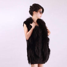 Load image into Gallery viewer, Women&#39; S Long Real Rabbit Fur Vest Raccoon Fur Collar and Placket Tassel Decoration