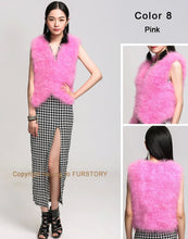 Load image into Gallery viewer, Natural Turkey Fur Vest Stylish Puff Fur Vest Real Fur Vest Female