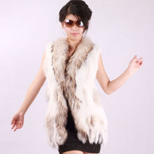 Load image into Gallery viewer, Women&#39; S Long Real Rabbit Fur Vest Raccoon Fur Collar and Placket Tassel Decoration