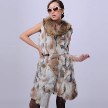 Load image into Gallery viewer, Real Rabbit Fur Vest Raccoon Fur Collar Waistcoat Coat Jacket