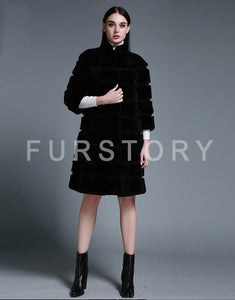 Natural Rex Rabbit Coat Women Grace Long Overcoat Jacket Winter Outerwear