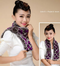 Load image into Gallery viewer, Real REX Rabbit Fur Scarf Wrap Cape Shawl Neck Warmer Women Scarf Flower Decoration FS14509