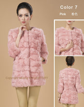 Load image into Gallery viewer, Real Rabbit Head Fur Coat Overcoat Jacket Womens&#39; Top Garment Gilet Winter Dress Long Version Fur Story FS13017