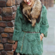 Load image into Gallery viewer, Natural Rabbit Fur Coat Jacket Thick Jacket Winter Long Overcoat