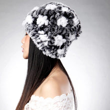 Load image into Gallery viewer, Real Rex Rabbit Fur Hat Thick Wool Beanie Hat Cap Ladies&#39; Headgear 13606