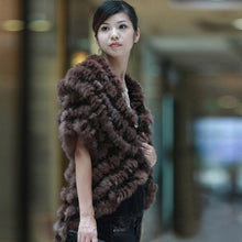 Load image into Gallery viewer, Knitted Natural Rabbit Fur Vest Jacket Stole Cape Coat Shawl Outwear