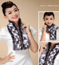 Load image into Gallery viewer, Real REX Rabbit Fur Scarf Wrap Cape Shawl Neck Warmer Women Scarf Flower Decoration FS14509