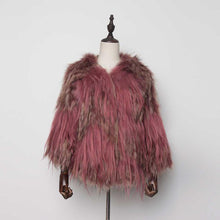 Load image into Gallery viewer, Women&#39;s Real Raccoon Fur Coat Contrast Color Jacket Winter Knitted Jacket  17172