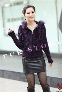 Women's Coats Fur Coats Real Knit Rabbit Fur Big Hood Thick Sweater Coats 010102