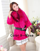 Load image into Gallery viewer, Natural Rabbit Fur Coat Jacket Real Raccoon Dog Fur Collar Trim Thick Jacket