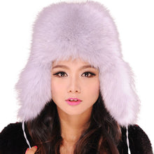 Load image into Gallery viewer, Winter Women&#39;s Fox Fur Hat Bomber Hats Cap Tapper Hat Snow Cap Fur millinery  Ear Protector Cap Warm Hat Fur Story FS060101