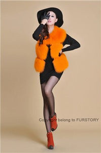 Natural Fox Fur Vest Waistcoat Jacket Coat Womens' Dress