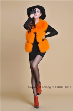 Natural Fox Fur Vest Waistcoat Jacket Coat Womens' Dress