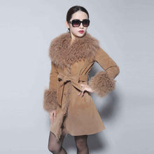Load image into Gallery viewer, Lamb Fur Collar Coat Top Grade Genuine Sheep Leather Full Sleeve Jacket
