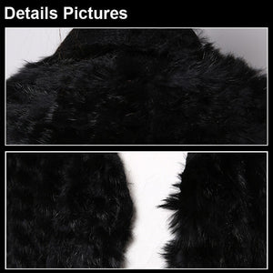 Women's Long Knitted Natural Rabbit  Fur Cardigan Fashion Casual Real Fur Coat