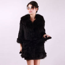 Load image into Gallery viewer, Woman&#39;s Real Fur Coat with Real Fox Fur collar Winter Jacket  Knitted Coats 010140