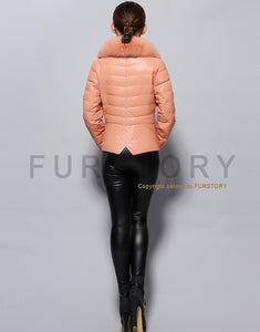 Genuine Sheep Leather Down Jacket Fox Fur Collar Thick Jacket Winter Overcoat