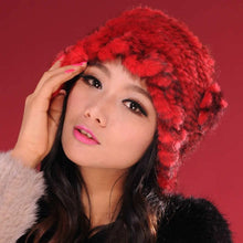 Load image into Gallery viewer, Womens Beanies Knitted Real Mink Fur Hat Cloche Hat Fedoras 13613