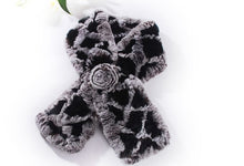Load image into Gallery viewer, Real REX Rabbit Fur Scarf Wrap Cape Shawl Neck Warmer Women Scarf Flower Decoration FS14509