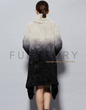 Load image into Gallery viewer, Real Knitted Rabbit Fur Long Coat Two-wear Trench Coat Gradient Color Pattern Overcoat Winter&#39; Dress Furstory FS13067