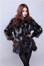 Load image into Gallery viewer, Coat for Women Real Silver Fox Fur Overcoat Garment Jacket  010207