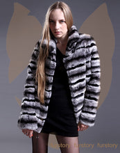 Load image into Gallery viewer, FS16119 Real Rex Rabbit Fur Coat Chinchilla Color Turn-down Collar Women&#39;s Natural Fur Jacket Fur Story