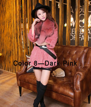 Load image into Gallery viewer, Natural Rabbit Fur Coat Jacket Real Raccoon Dog Fur Collar Trim Thick Jacket