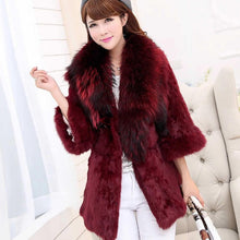 Load image into Gallery viewer, Natural Rabbit Fur Coat Jacket Real Raccoon Dog Fur Collar Trim Thick Jacket