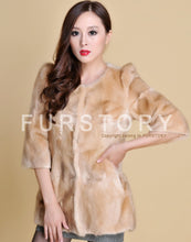 Load image into Gallery viewer, Women&#39;s Natural Fur Coat Long Version Light Camel Full Pelt Real Fur Coat Female