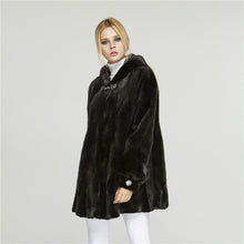 Load image into Gallery viewer, Fur Story FS18121 Women&#39;s Genuine Mink Fur Long Fur Coat with Fur Hood Winter Warm Jacket