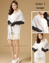 Load image into Gallery viewer, Real Knitted Mink Fur Shawl Stole Wrap Cape Poncho Coat Garment Various Colors Fur Story FS070306