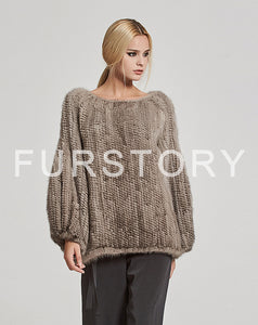 Knitted Mink Fur Coat Women Winter Real Fur Jacket Pullover Female