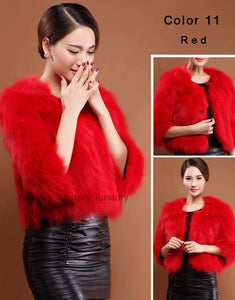 Winter Women's Natural Fur Coat Color Optional Three Quarter Sleeve