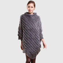 Load image into Gallery viewer, Women&#39;s Handmade Knitted Real Rabbit Fur Autumn Winter Fur Pashmina 070121