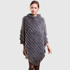 Women's Handmade Knitted Real Rabbit Fur Autumn Winter Fur Pashmina 070121