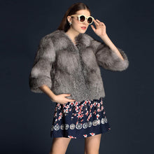 Load image into Gallery viewer, Winter Women&#39;s Real Fox Fur Coat Three Quarter Sleeve Furry Jackets