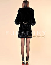 Load image into Gallery viewer, Long Winter Outwear Natural Rex Rabbit Fur Overcoat with Fox Fur Trim Hood