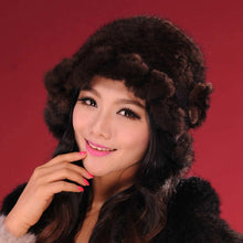 Load image into Gallery viewer, Womens Beanies Knitted Real Mink Fur Hat Cloche Hat Fedoras 13613