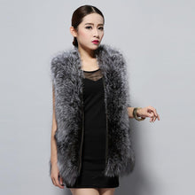 Load image into Gallery viewer, Women&#39;s Real Silver Fox Fur Vest Full Pelt  Zipper Style Natural Color
