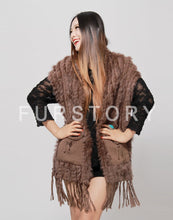 Load image into Gallery viewer, Knitted Natural Rabbit Fur Vest Double Wear Design Spring Autumn Tunic Waistcoat