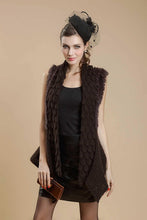 Load image into Gallery viewer, Natural Rabbit Fur Knitter Sweater Waistcoat Jacket Slim Waist Stylish Sweater Part Long Vest