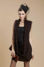 Load image into Gallery viewer, Natural Rabbit Fur Knitter Sweater Waistcoat Jacket Slim Waist Stylish Sweater Part Long Vest